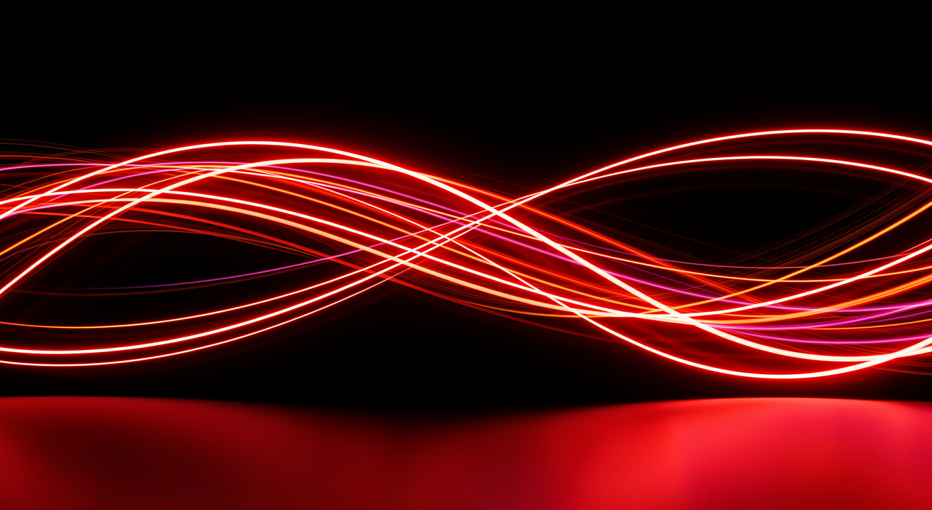 Fast-moving red light trails across black, suggesting a story breaking and moving quickly