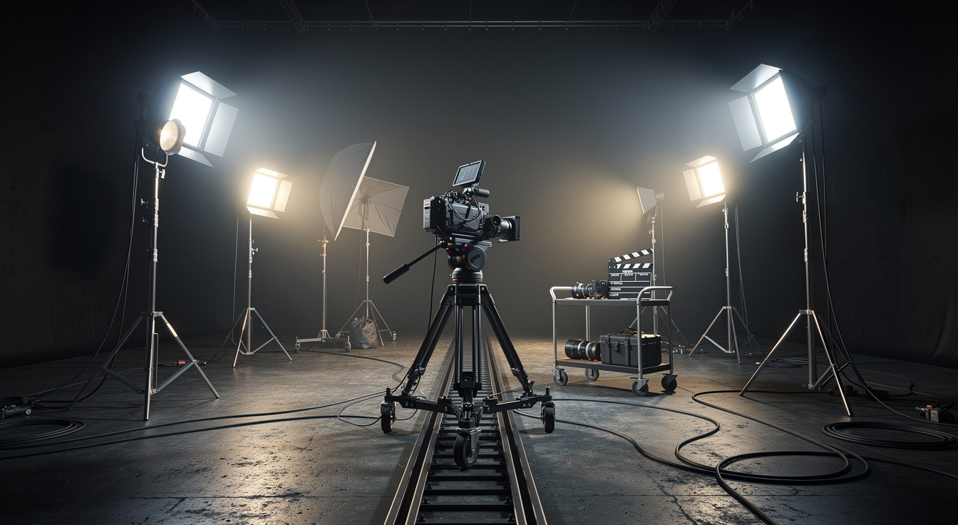 A photo and video production set with cinema lighting, where restaurant brand films and food shoots are made